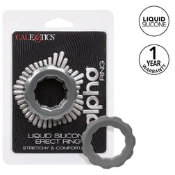 Cockring Calexotics extensible silicone à facettes — Alpha Erect en Silicone gris vu de face
