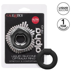 Cockring Calexotics extensible silicone épais — Alpha Optimum en Silicone noir vu de face