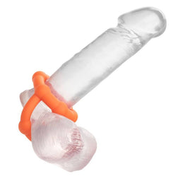 Cockring Calexotics extensible double anneau silicone — All Star en Silicone orange vu de face