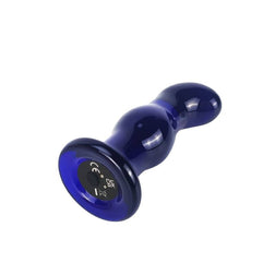 Stimulateur prostate Toyjoy Plug prostate verre vibrant bleu 5 modes — The Gleaming en Verre bleu vu de face