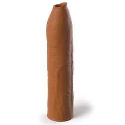 Gaine pénis Gaine pénienne silicone +66% prépuce 17,78 cm caramel — Elite Uncut en Silicone caramel 17.78 cm vu de face