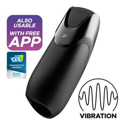 Masturbateur homme modèle Vibration+ en Silicone noir pour le plaisir intime.