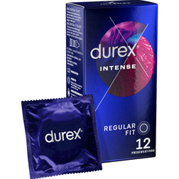 Préservatifs Durex Intense texturés effet chaud-froid, 12 unités, en latex — vue de face