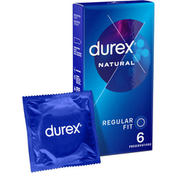 Préservatifs Durex Natural Regular Fit lubrifiés, 6 unités — vue de face