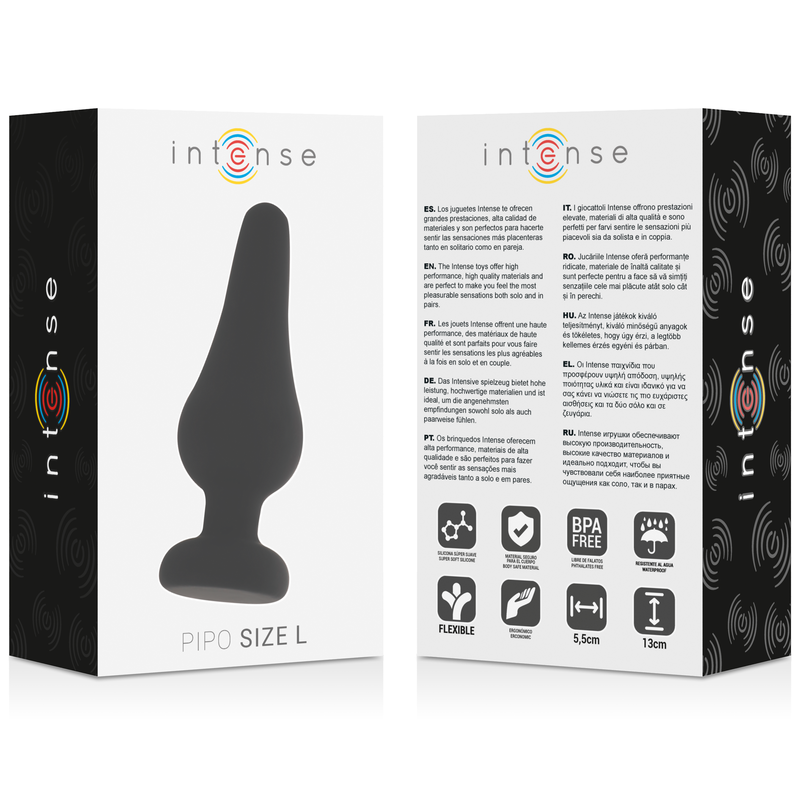 INTENSE PLUG ANAL PIPO L SILICONE NOIR 13 CM