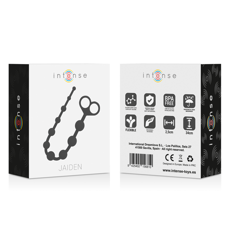 Black Silicone Anal Beads, 10 Beads, 34 cm — Jaiden