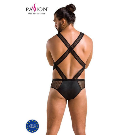 Body harnais mesh et wetlook dos croisé — vue de profil