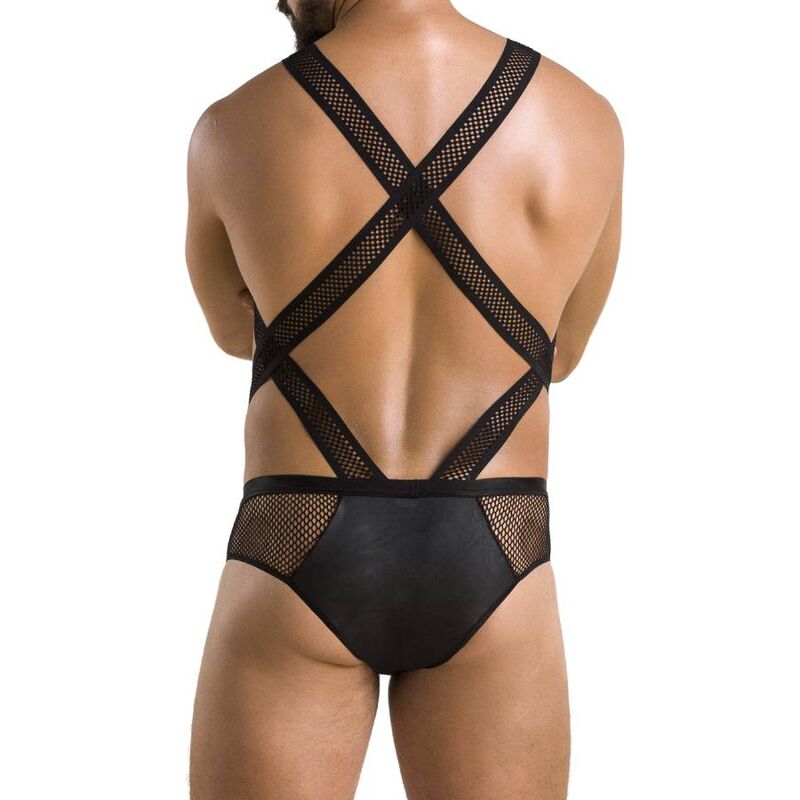 Body harnais mesh et wetlook dos croisé — vue détaillée