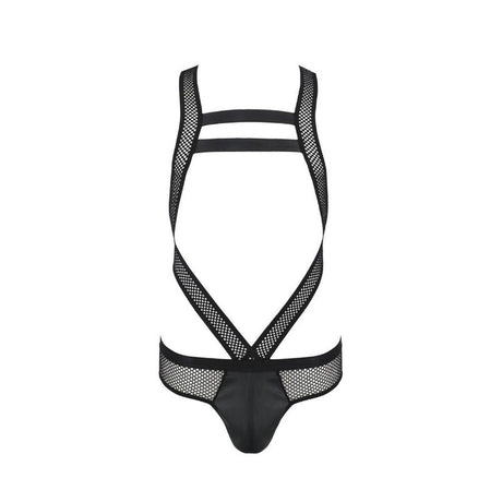 Body harnais mesh et wetlook dos croisé — en situation