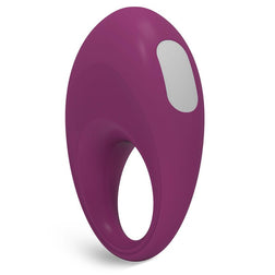 Cockring vibrant violet Coverme Dylan vu de dos avec contacts de charge