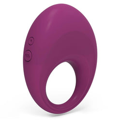 Cockring vibrant violet Coverme Dylan vu de face avec boutons intégrés