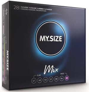 Mug pénis Préservatifs XL latex 69 mm coffret 28 variétés — Mix vu de face