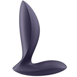 Plug anal Satisfyer vibrant connecté Bluetooth 11,3 cm — Power Plug en Silicone violet 11.3 cm vu de face