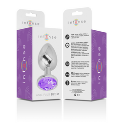 Plug bijou aluminium poli cristal violet 8 cm — emballage