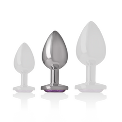 Plug bijou aluminium poli cristal violet 8 cm — vue de profil