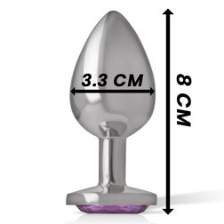 Plug bijou aluminium poli cristal violet 8 cm — en situation
