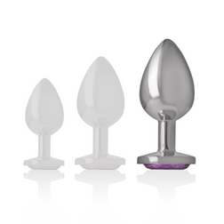 Plug métal strass violet 9.3 cm taille L — vue de profil