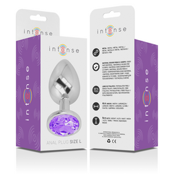 Plug métal strass violet 9.3 cm taille L — emballage