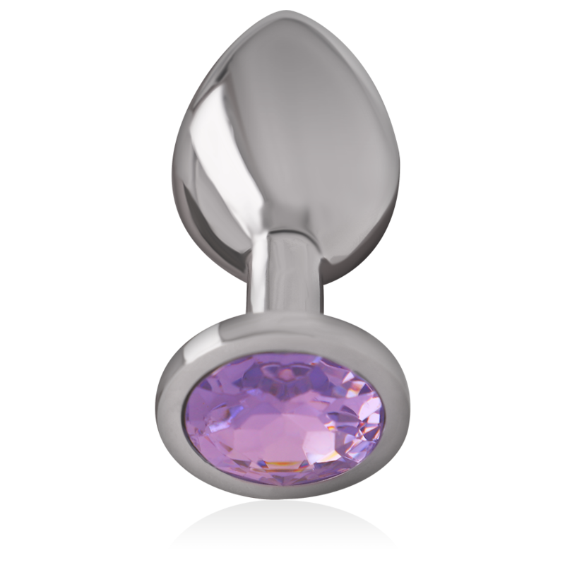 Plug métal strass violet 9.3 cm taille L — gros plan
