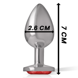 INTENSE ANALPLUG AUS ALUMINIUM MIT ROTEM KRISTALL, GRÖSSE S