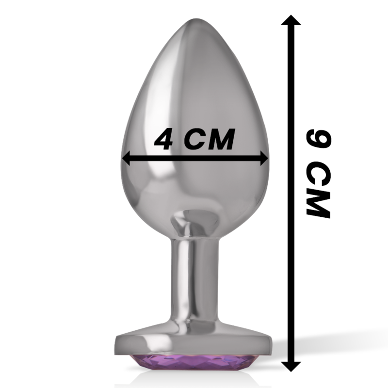 Plug métal strass violet 9.3 cm taille L — en situation