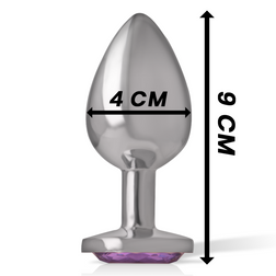 Plug métal strass violet 9.3 cm taille L — en situation