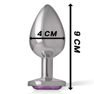 Plug métal strass violet 9.3 cm taille L — en situation