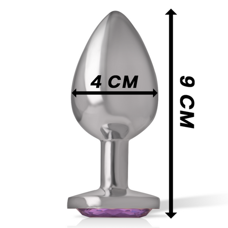 Plug métal strass violet 9.3 cm taille L — en situation