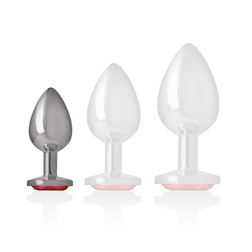 INTENSE ANALPLUG AUS ALUMINIUM MIT ROTEM KRISTALL, GRÖSSE S