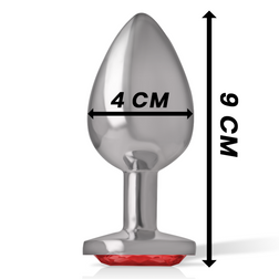 Plug métal strass rouge 9.3 cm taille L — vue détaillée