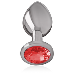 Plug métal strass rouge 9.3 cm taille L — vue de profil