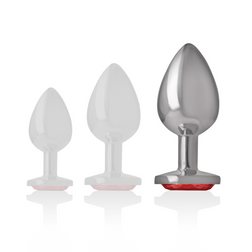 Plug métal strass rouge 9.3 cm taille L — en situation