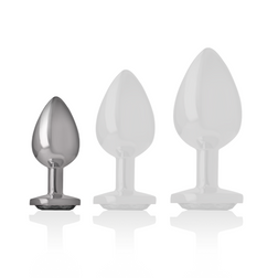 INTENSE PLUG ANAL EN METAL ALUMINIUM AVEC CRISTAL NOIR TAILLE S