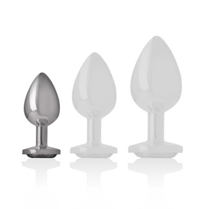 INTENSE PLUG ANAL EN METAL ALUMINIUM AVEC CRISTAL NOIR TAILLE S
