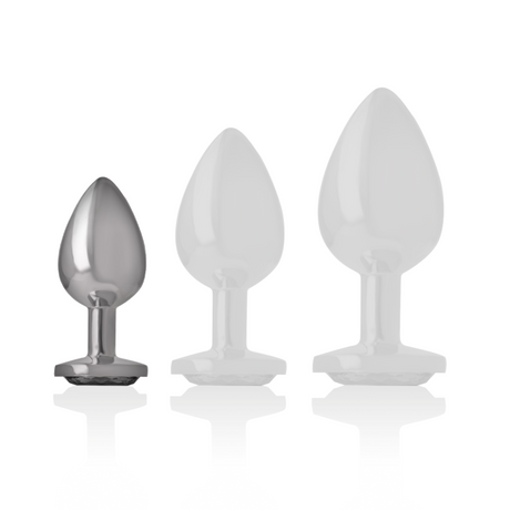 INTENSE PLUG ANAL EN METAL ALUMINIUM AVEC CRISTAL NOIR TAILLE S