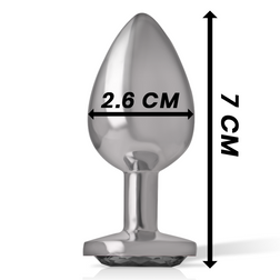 INTENSE PLUG ANAL EN METAL ALUMINIUM AVEC CRISTAL NOIR TAILLE S