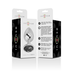 INTENSE PLUG ANAL EN METAL ALUMINIUM AVEC CRISTAL NOIR TAILLE S