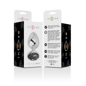 INTENSE PLUG ANAL EN METAL ALUMINIUM AVEC CRISTAL NOIR TAILLE S