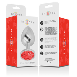 Plug métal strass rouge 9.3 cm taille L — emballage