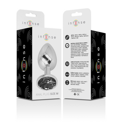INTENSE PLUG ANAL EN METAL ALUMINIUM AVEC VERRE NOIR TAILLE M