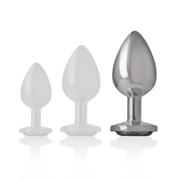 INTENSE PLUG ANAL EN METAL ALUMINIUM AVEC VERRE NOIR TAILLE L