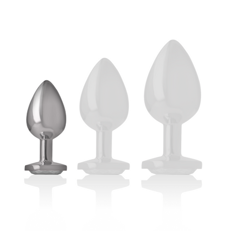 INTENSE PLUG ANAL EN METAL ALUMINIUM AVEC CRISTAL DARGENT TAILLE S