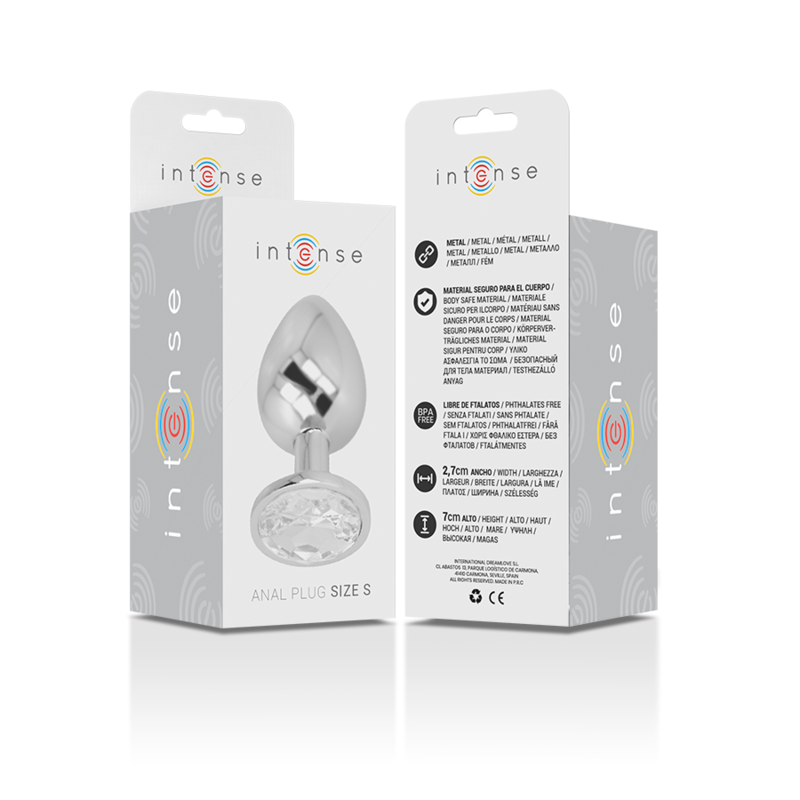 INTENSE PLUG ANAL EN METAL ALUMINIUM AVEC CRISTAL DARGENT TAILLE S