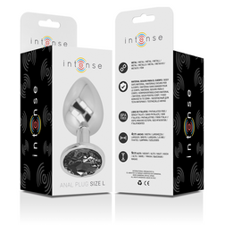 INTENSE PLUG ANAL EN METAL ALUMINIUM AVEC VERRE NOIR TAILLE L
