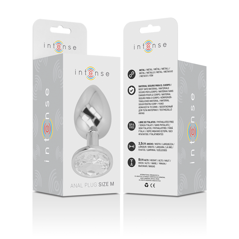 INTENSE PLUG ANAL EN METAL ALUMINIUM AVEC CRISTAL DARGENT TAILLE M