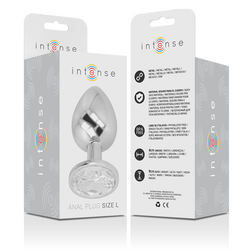 INTENSE PLUG ANAL EN METAL ALUMINIUM AVEC CRISTAL DARGENT TAILLE L