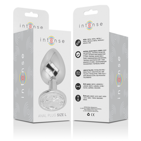 INTENSE PLUG ANAL EN METAL ALUMINIUM AVEC CRISTAL DARGENT TAILLE L