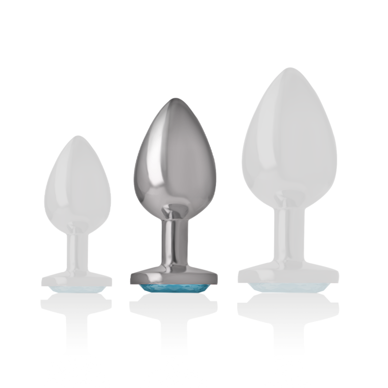 INTENSE PLUG ANAL EN METAL ALUMINIUM AVEC VERRE BLEU TAILLE M