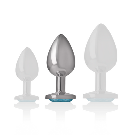 INTENSE PLUG ANAL EN METAL ALUMINIUM AVEC VERRE BLEU TAILLE M