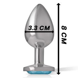 INTENSE PLUG ANAL EN METAL ALUMINIUM AVEC VERRE BLEU TAILLE M
